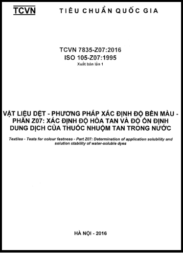 TCVN 7835-Z07-2016-ISO - Vật Liệu Dệt - Phương Pháp Xác Định Độ Bền Màu - Phần Z07