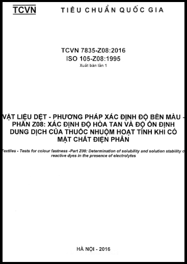 TCVN 7835-Z08-2016-ISO - Vật Liệu Dệt - Phương Pháp Xác Định Độ Bền Màu - Phần Z08