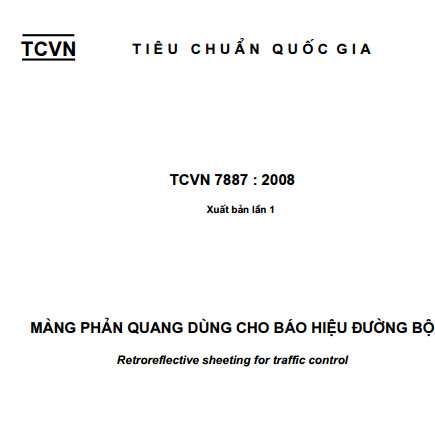 TCVN 7887-2008 - Màng Phản Quang Dùng Cho Báo Hiệu Đường Bộ
