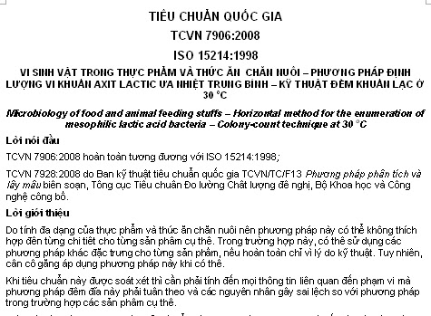 TCVN 7906-2008 - Vi Sinh Vật Trong Thực Phẩm Và Thức Ăn Chăn Nuôi - Phương Pháp Định Lượng Vi Khuẩn