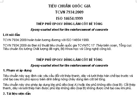 TCVN 7934-2009 - Thép Phủ Epoxy Dùng Làm Cốt Bê Tông