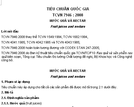TCVN 7946-2008 - Nước Quả Và Nectar