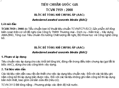 TCVN 7959-2008 - Blốc Bê Tông Khí Chưng Áp (AAC)