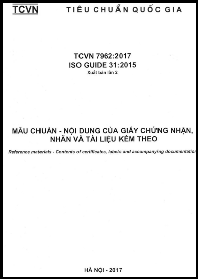 TCVN 7962-2017-ISO - Mẫu Chuẩn - Nội Dung Của Giấy Chứng Nhận, Nhãn Và Tài Liệu Kèm Theo