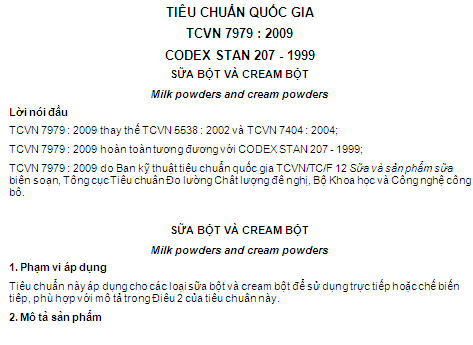 TCVN 7979-2009 - Sữa Bột Và Cream Bột