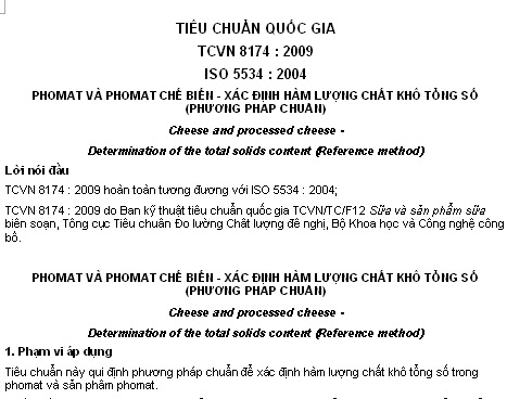 TCVN 8174-2009 - Phomat Và Phomat Chế Biến - Xác Định Hàm Lượng Chất Khô Tổng Số (Phương Pháp Chuẩn)