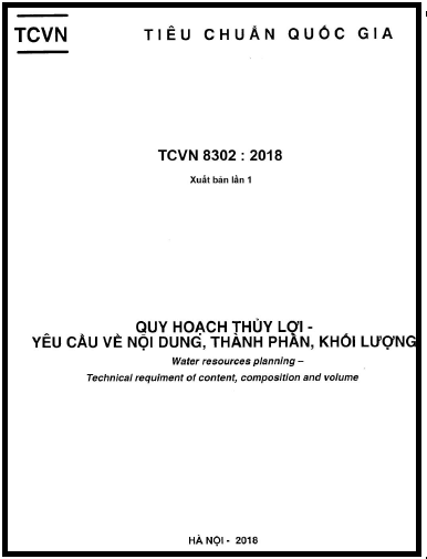 TCVN 8302-2018 - Quy Hoạch Thủy Lợi - Yêu Cầu Về Nội Dung, Thành Phần, Khối Lượng