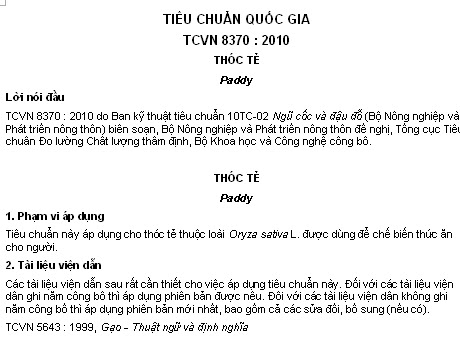 TCVN 8370-2010 - Thóc Tẻ