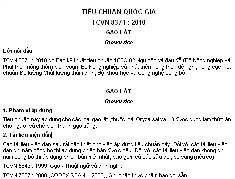 TCVN 8371-2010 - Gạo Lật