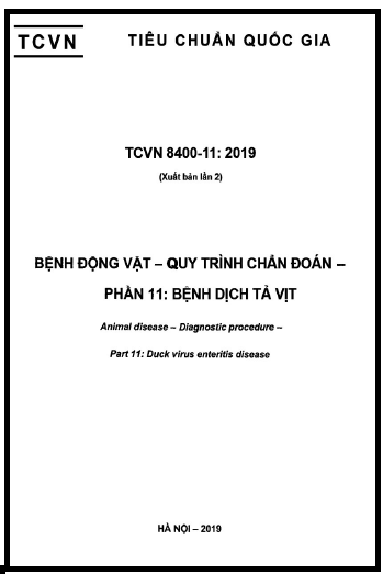 TCVN 8400-11-2019 - Bệnh Động Vật - Quy Trình Chẩn Đoán - Phần 11 Bệnh Dịch Tả Vịt