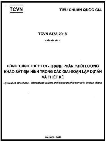 TCVN 8478-2018 - Công Trình Thủy Lợi - Thành Phần, Khối Lượng Khảo Sát Địa Hình