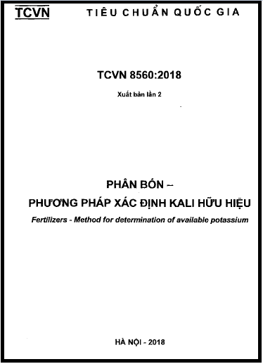 TCVN 8560-2018 - Phân Bón - Phương Pháp Xác Định Kali Hữu Hiệu