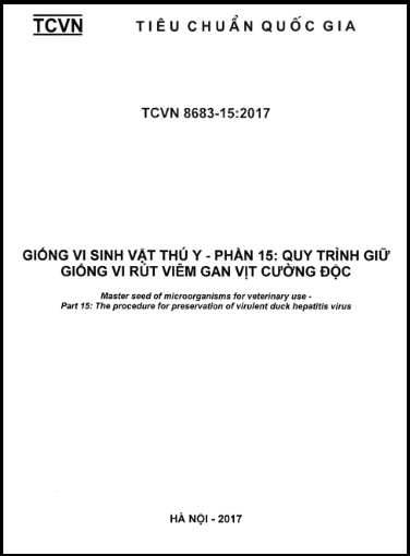 TCVN 8683-15-2017 - Giống Vi Sinh Vật Thú Y - Phần 15 Quy Trình Giữ Giống Vi Rút Viêm Gan Vịt