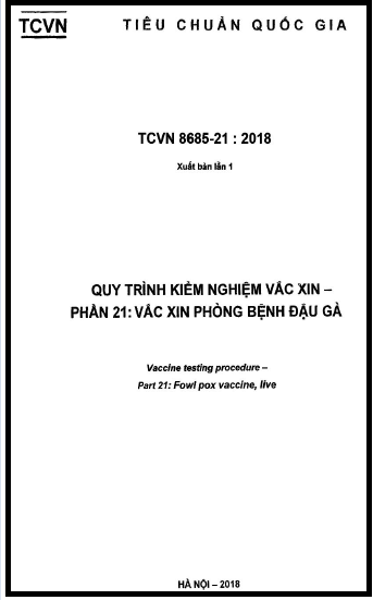 TCVN 8685-21-2018 - Quy Trình Kiểm Nghiệm Vắc Xin - Phần 21 Vắc Xin Phòng Bệnh Đậu Gà
