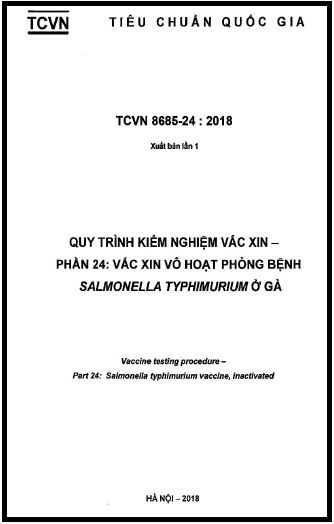 TCVN 8685-24-2018 - Quy Trình Kiểm Nghiệm Vắc Xin - Phần 24 Vắc Xin Vô Hoạt Động Phòng Bệnh