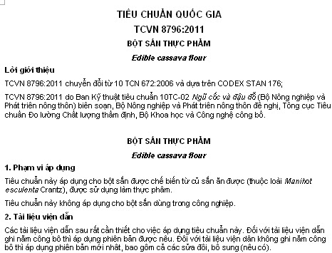 TCVN 8796-2011 - Bột Sắn Thực Phẩm