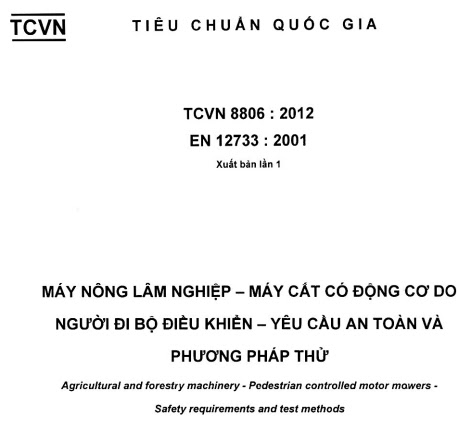 TCVN 8806-2012 - Máy Nông Lâm Nghiệp - Máy Cắt Có Động Cơ Do Người Đi Bộ Điều Khiển
