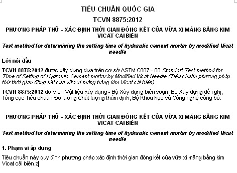 TCVN 8875-2012 - Phương Pháp Thử - Xác Định Thời Gian Đông Kết Của Vữa Xi Măng