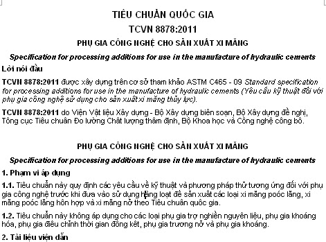 TCVN 8878-2011 - Phụ Gia Công Nghệ Cho Sản Xuất Xi Măng