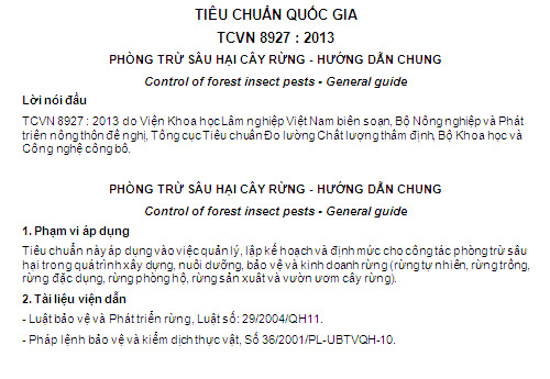 TCVN 8927-2013 - Phòng Trừ Sâu Hại Cây Rừng - Hướng Dẫn Chung
