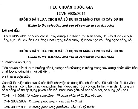 TCVN 9035-2011 - Hướng Dẫn Lựa Chọn Và Sử Dụng Xi Măng Trong Xây Dựng