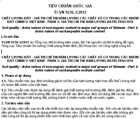 TCVN 9236-X-2012 - Chất Lượng Đất - Giá Trị Chỉ Thị Hàm Lượng Các Chất Vô Cơ (Trọn Bộ 3 Phần)