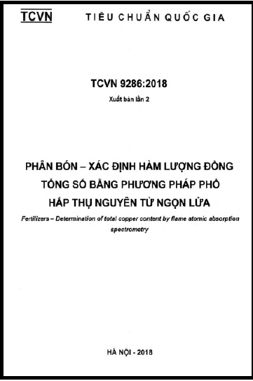 TCVN 9286-2018 - Phân Bón - Xác Định Hàm Lượng Đồng Tổng Số Bằng Phương Pháp Phổ Hấp Thụ Nguyên Tử