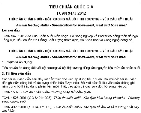 TCVN 9473-2012 - Thức Ăn Chăn Nuôi - Bột Xương Và Bột Thịt Xương - Yêu Cầu Kỹ Thuật