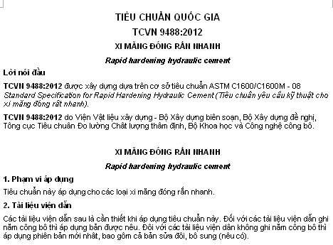 TCVN 9488-2012 - Xi Măng Đóng Rắn Nhanh