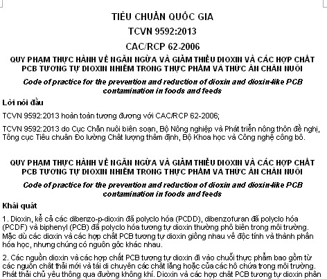 TCVN 9592-2013 - Quy Phạm Thực Hành Về Ngăn Ngừa Và Giảm Thiểu Dioxin Và Các Hợp Chất PCB