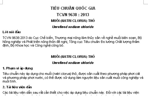 TCVN 9638-2013 - Muối (Natri Clorua) Thô