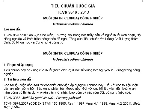 TCVN 9640-2013 - Muối (Natri Clorua) Công Nghiệp