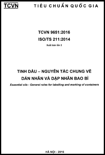 TCVN 9651-2016-ISO - Tinh Dầu - Nguyên Tắc Chung Về Dán Nhãn Và Dập Nhãn Bao Bì