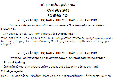 TCVN 9679-2013 - Nghệ - Xác Định Độ Màu - Phương Pháp Đo Quang Phổ