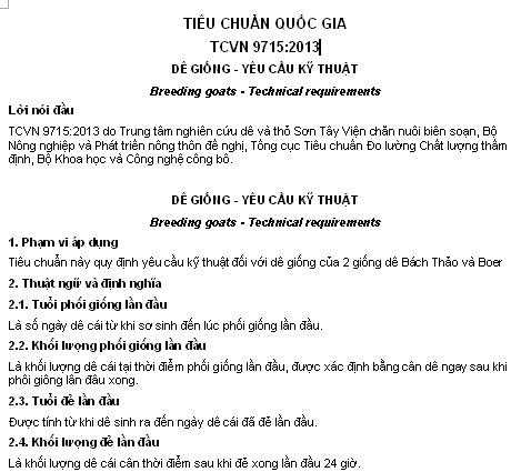 TCVN 9715-2013 - Dê Giống - Yêu Cầu Kỹ Thuật