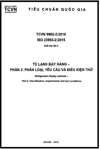 TCVN 9982-2-2018-ISO - Tủ Lạnh Bày Hàng - Phần 2 Phân Loại, Yêu Cầu Và Điều Kiện Thử