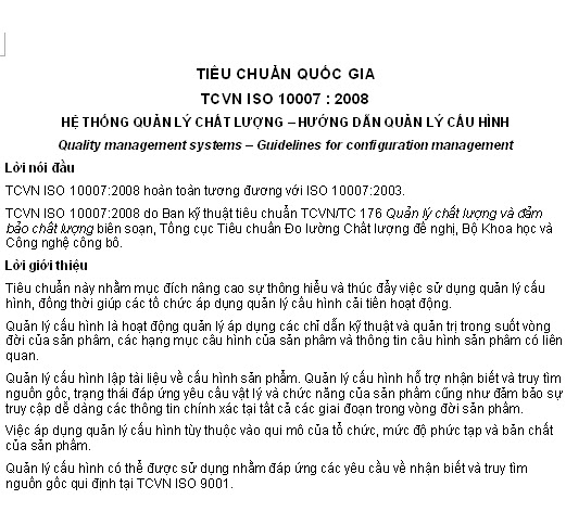 TCVN ISO 10007-2008 - Hệ Thống Quản Lý Chất Lượng - Hướng Dẫn Quản Lý Cấu Hình
