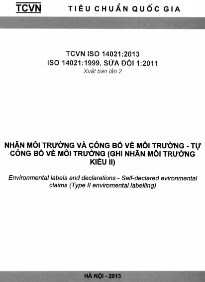 TCVN ISO 14021-2013 - Nhãn Môi Trường Và Công Bố Về Môi Trường - Tự Công Bố Về Môi Trường