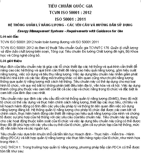 TCVN ISO 50001-2012 - Hệ Thống Quản Lý Năng Lượng - Các Yêu Cầu Và Hướng Dẫn Sử Dụng