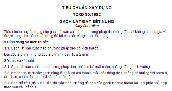 TCXD 90-1982 - Gạch Lát Đất Sét Nung