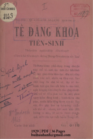 Tế Đăng Khoa Tiên Sinh Cuốn 1 (NXB Đông Tây 1929) - Quang Ảnh Si Lang, 36 Trang