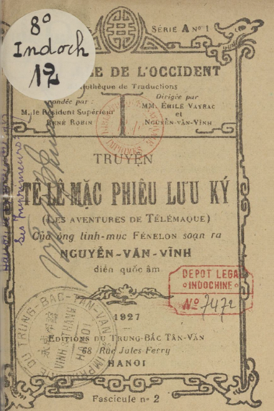 Tê Lê Mặc Phiêu Lưu Ký Quyển 2 (NXB Trung Bắc Tân Văn 1927) - Nguyễn Văn Vĩnh, 78 Trang