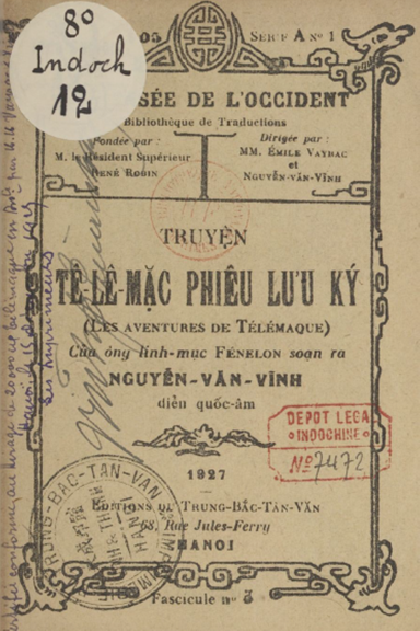 Tê Lê Mặc Phiêu Lưu Ký Quyển 3 (NXB Trung Bắc Tân Văn 1927) - Nguyễn Văn Vĩnh, 78 Trang