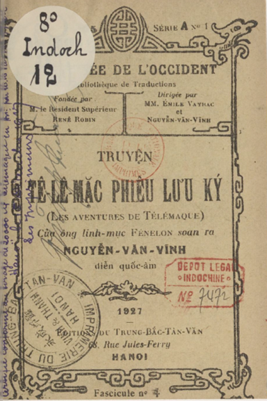 Tê Lê Mặc Phiêu Lưu Ký Quyển 4 (NXB Trung Bắc Tân Văn 1927) - Nguyễn Văn Vĩnh, 78 Trang