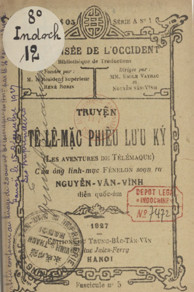Tê Lê Mặc Phiêu Lưu Ký Quyển 5 (NXB Trung Bắc Tân Văn 1927) - Nguyễn Văn Vĩnh, 78 Trang