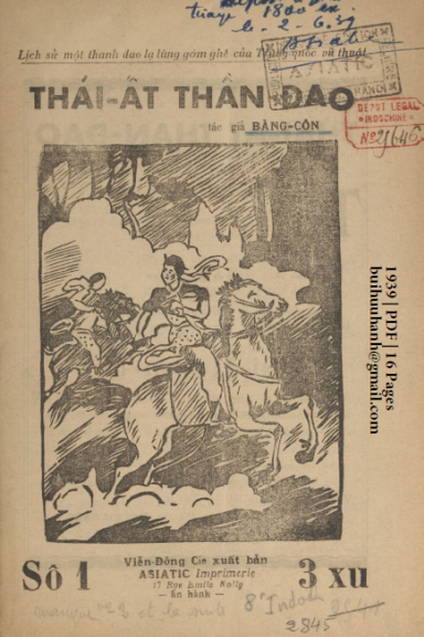 Thái Ất Thần Đao Số 1 (NXB Viễn Đông 1939) - Bàng Côn, 16 Trang