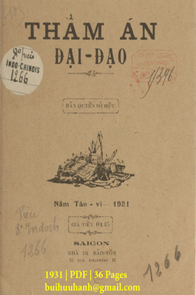 Thẩm Án Đại Đạo (NXB Bảo Tồn 1931) - Trương Vĩnh Trường, 36 Trang