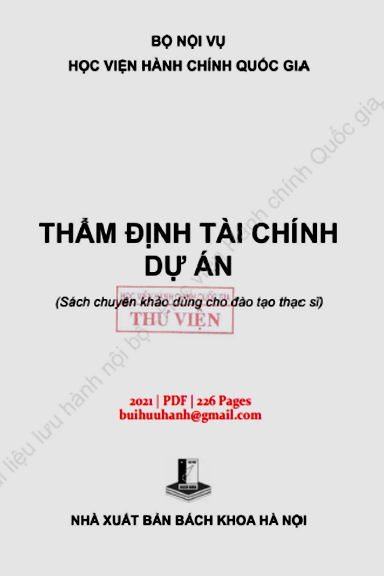 Thẩm Định Tài Chính Dự Án (NXB Bách Khoa 2021) - Lê Toàn Thắng, 226 Trang