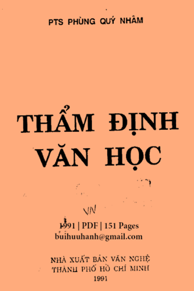 Thẩm Định Văn Học (NXB Văn Nghệ 1991) - Phùng Quý Nhâm, 151 Trang