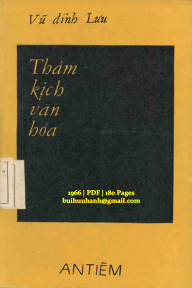 Thảm Kịch Văn Hóa (NXB An Tiêm 1966) - Vũ Đình Lưu, 180 Trang